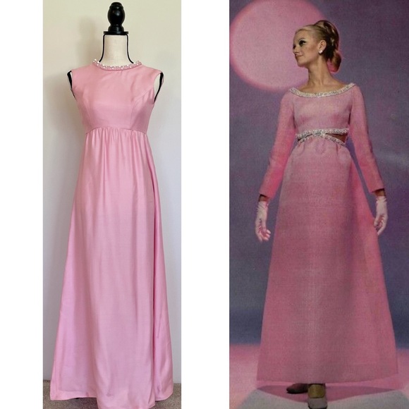 Vintage 60s Beaded Maxi Dress - Picture 2 of 7